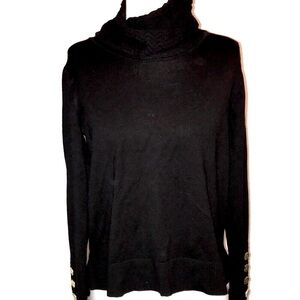 Women's EUC Chevron-Trimmed Cowl-Neck & Long Sleeves Buttons Sz S